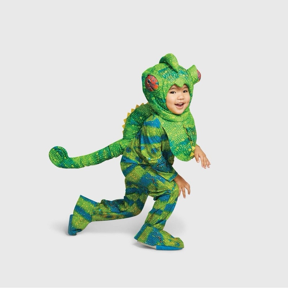 Green and Blue Kids Chameleon Costume